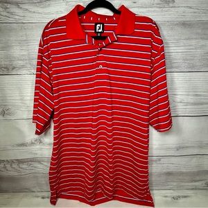 Footjoy Polo Shirt Mens XL Red White Blue Golf Lighweight Performance Stripe